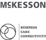 McKesson的标志上面有商业、关怀、连接的标志
